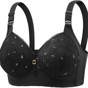 China high quality embroidered lace Bra (Black)