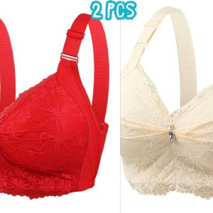 β€οΈπ 2 Pcs China Round Shape Diamond Bra- Red + Cream Combo