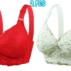 β€οΈChina Round Shape Diamond Bra(Red + Light Pink)