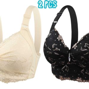 π2 Pcs China Round Shape Diamond Bra -Cream + Black Combo