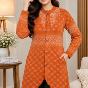 Ladies Round Cut Cardigan Sweater N 03 All-Over Pattern - মেয়েদের শীতের সোয়েটার